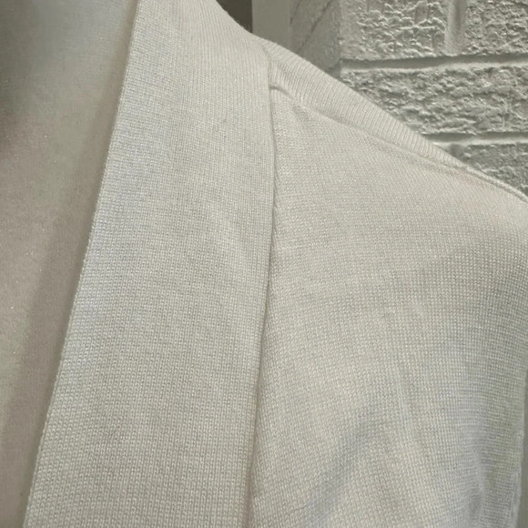 Karen Scott Off White Long Sleeve Soft Open Front Cardigan Sweater Large - Picture 6 of 8